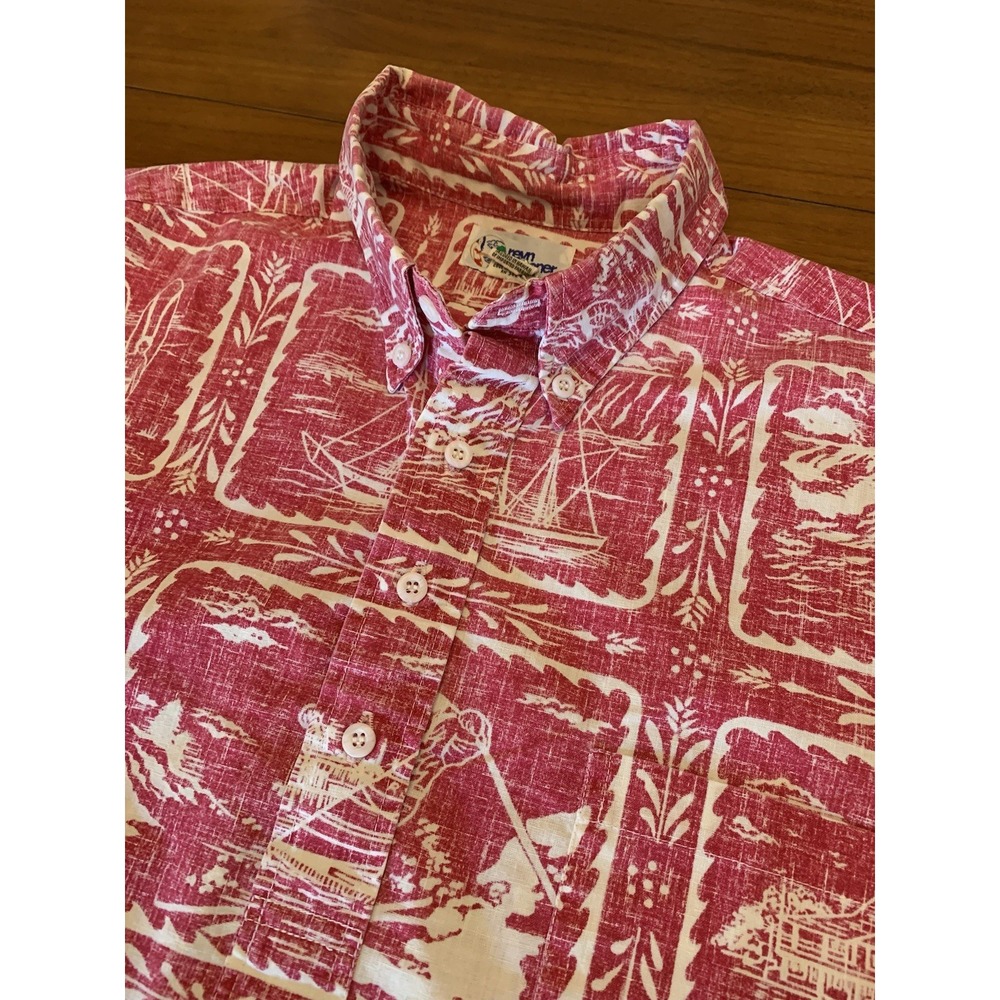 Vintage Reyn Spooner Aloha Shirt Mens L Surf Sail Ski Reverse Print USA Pullover